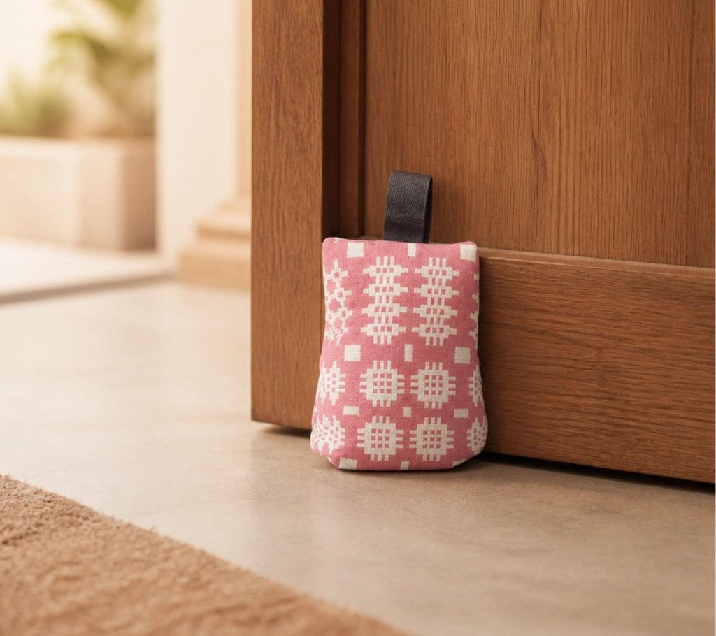 Welsh tapestry blanket design door stop Filled: Gold / Small