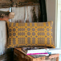 Mustard Welsh tapestry Blanket design Cushions : Mustard / Rectangle