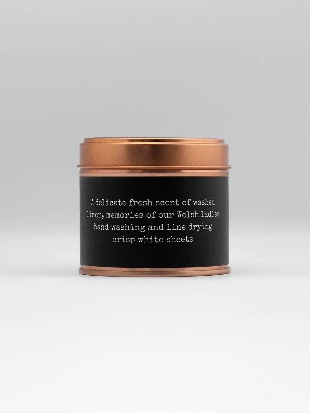 Cwm Rhondda Scented Copper tin candle - fresh linen