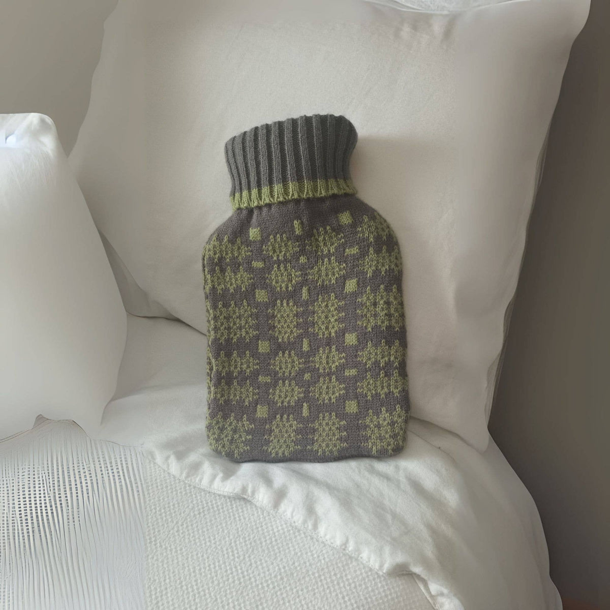 Green Welsh Tapestry Blanket Design Hot Water Bottle