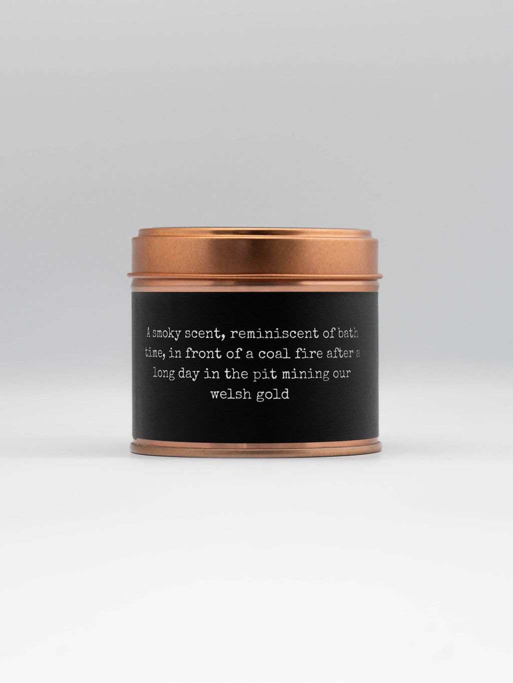 Welsh Gold Copper Tin soy candle scented with Honey & Tobacco