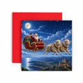 Sheep Pulling the Sleigh Night Scene Celtic Christmas Card