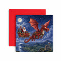 Dragon Sleigh Night Nadolig Llawen Welsh Christmas Card