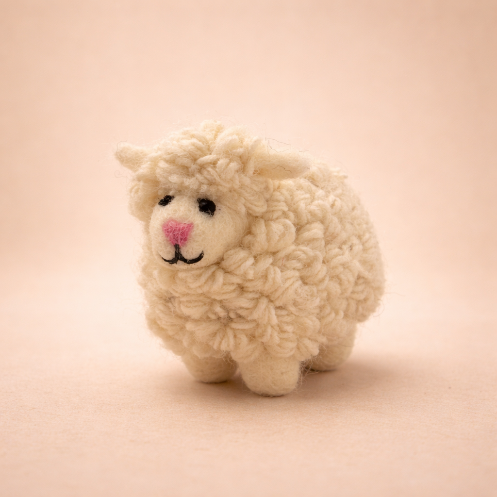 Handmade Felt Sheep Ornament – Farm Animal Decoration
