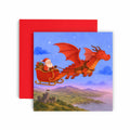 Dragon Sleigh Sunset Nadolig Llawen Welsh Christmas Card