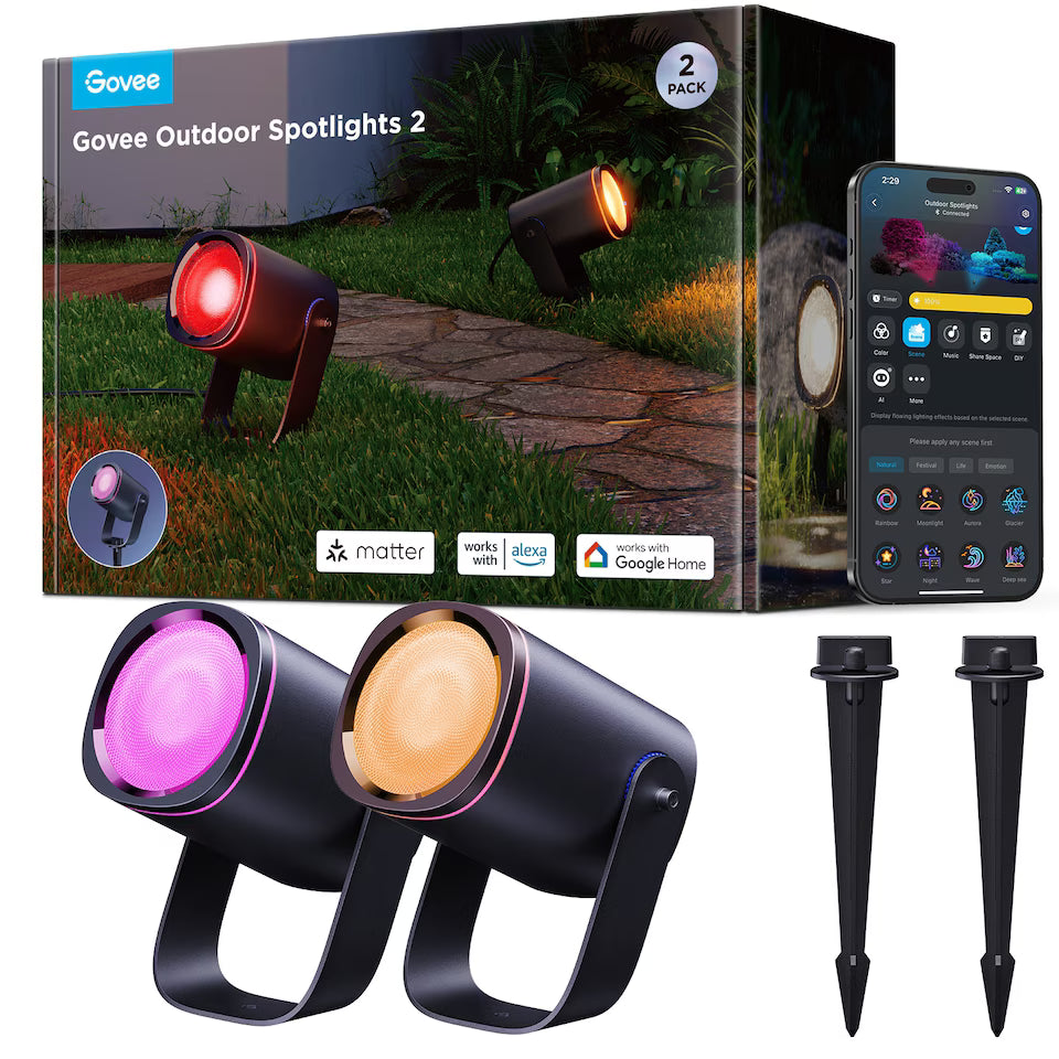 GOVEE RGBICWW OUTDOOR SPOTLIGHTS (2 PK)