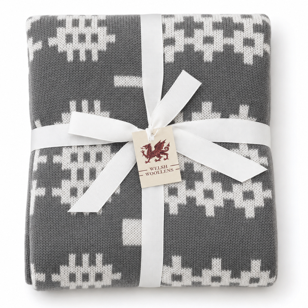 Welsh Tapestry Blanket/Throw: Grey/Yellow