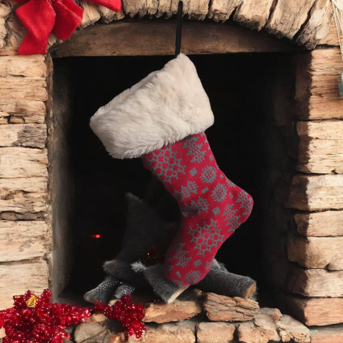 Welsh Tapestry Blanket design Christmas Stocking: Purple