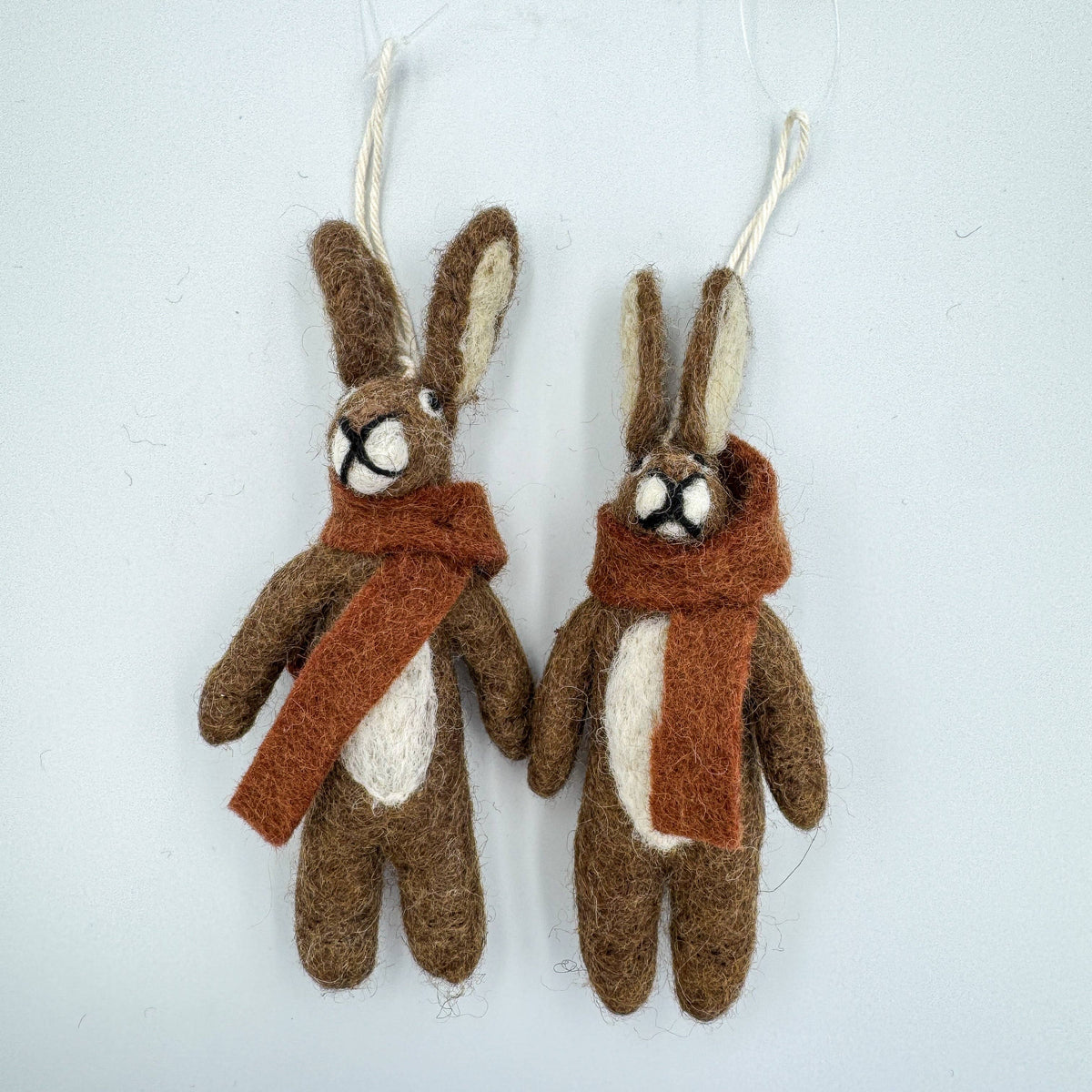 Handmade Felt Winter Hare Decoration with Scarf