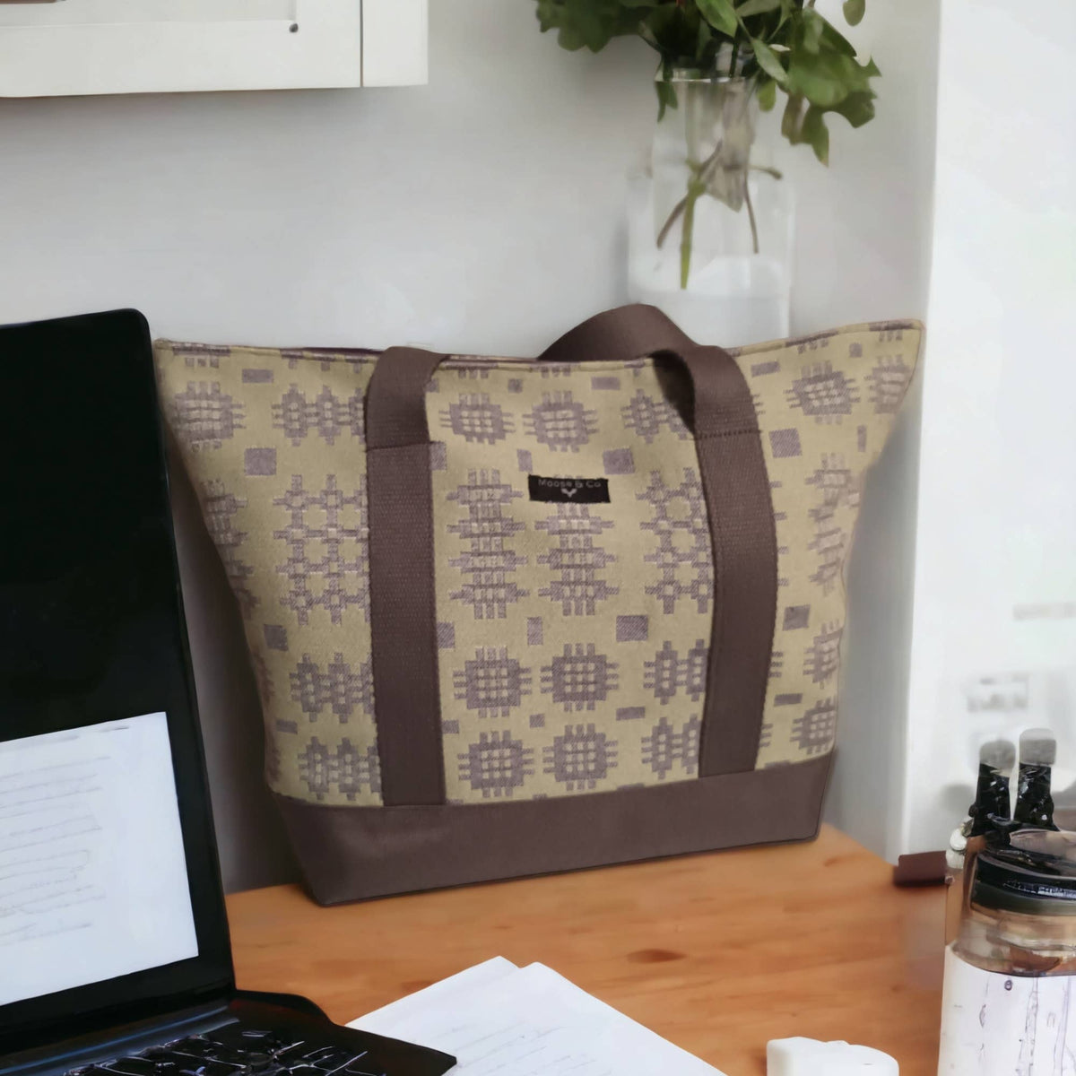 Welsh tapestry blanket design Shoulder bags: Mustard