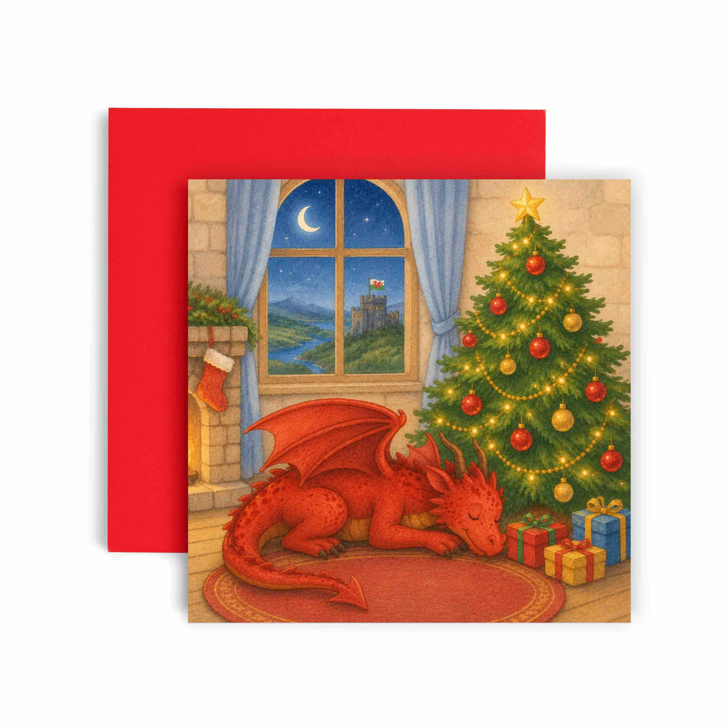 Sleeping Dragon Nadolig Llawen Welsh Christmas Card