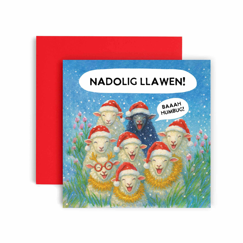 Nadolig Llawen Welsh Sheep Herd Christmas Card