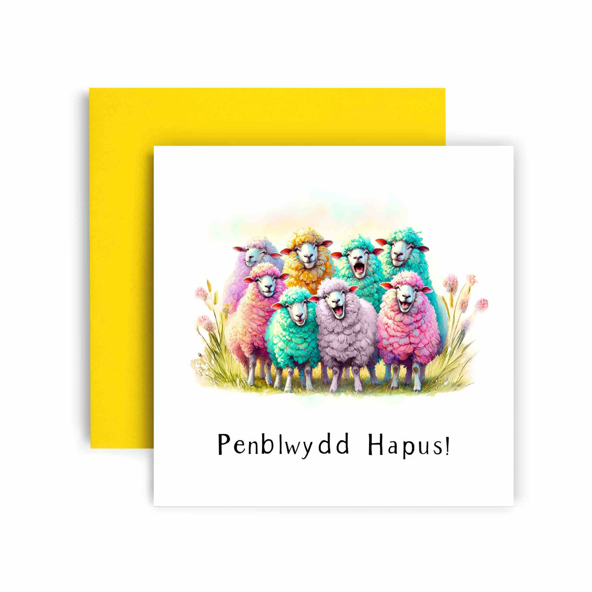 Penblwydd Hapus Defaid Happy Birthday Sheep Welsh Card