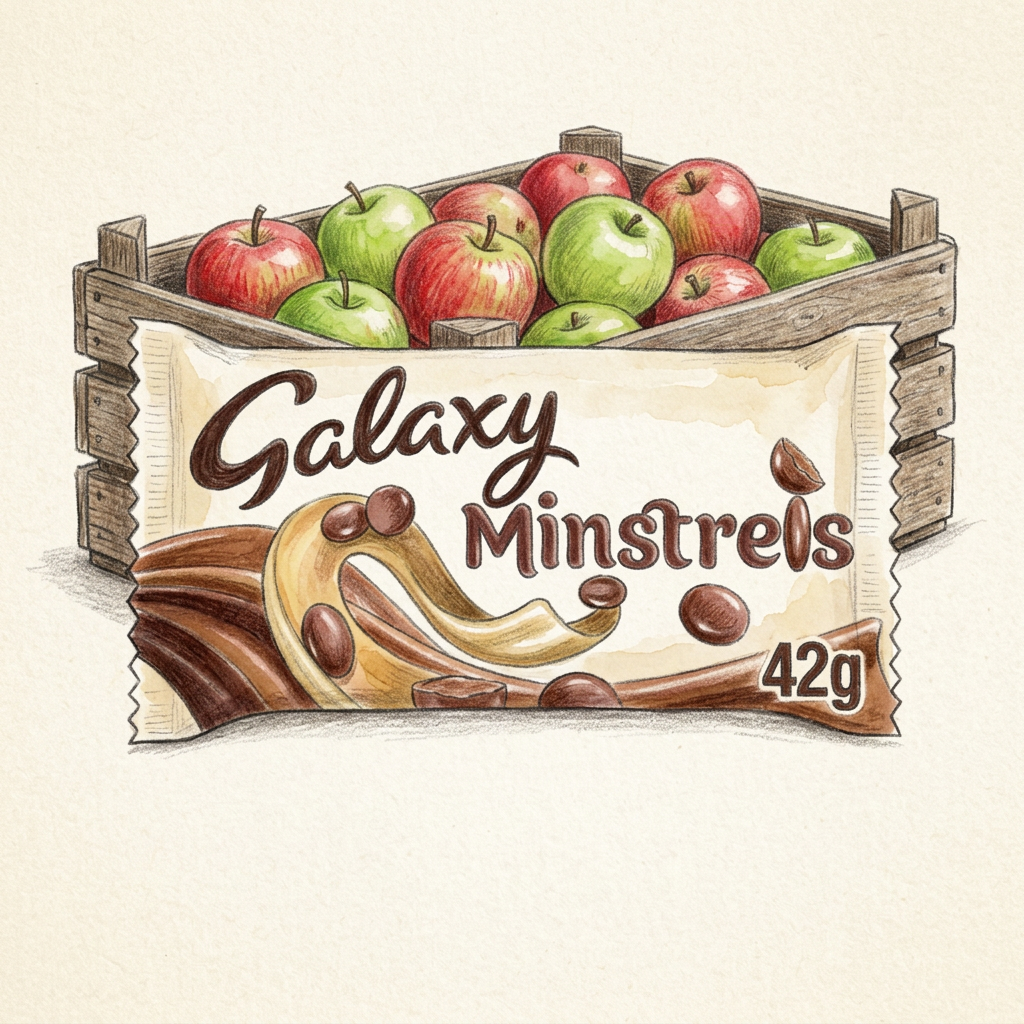 Hand-drawn Galaxy Minstrels with apple crate
