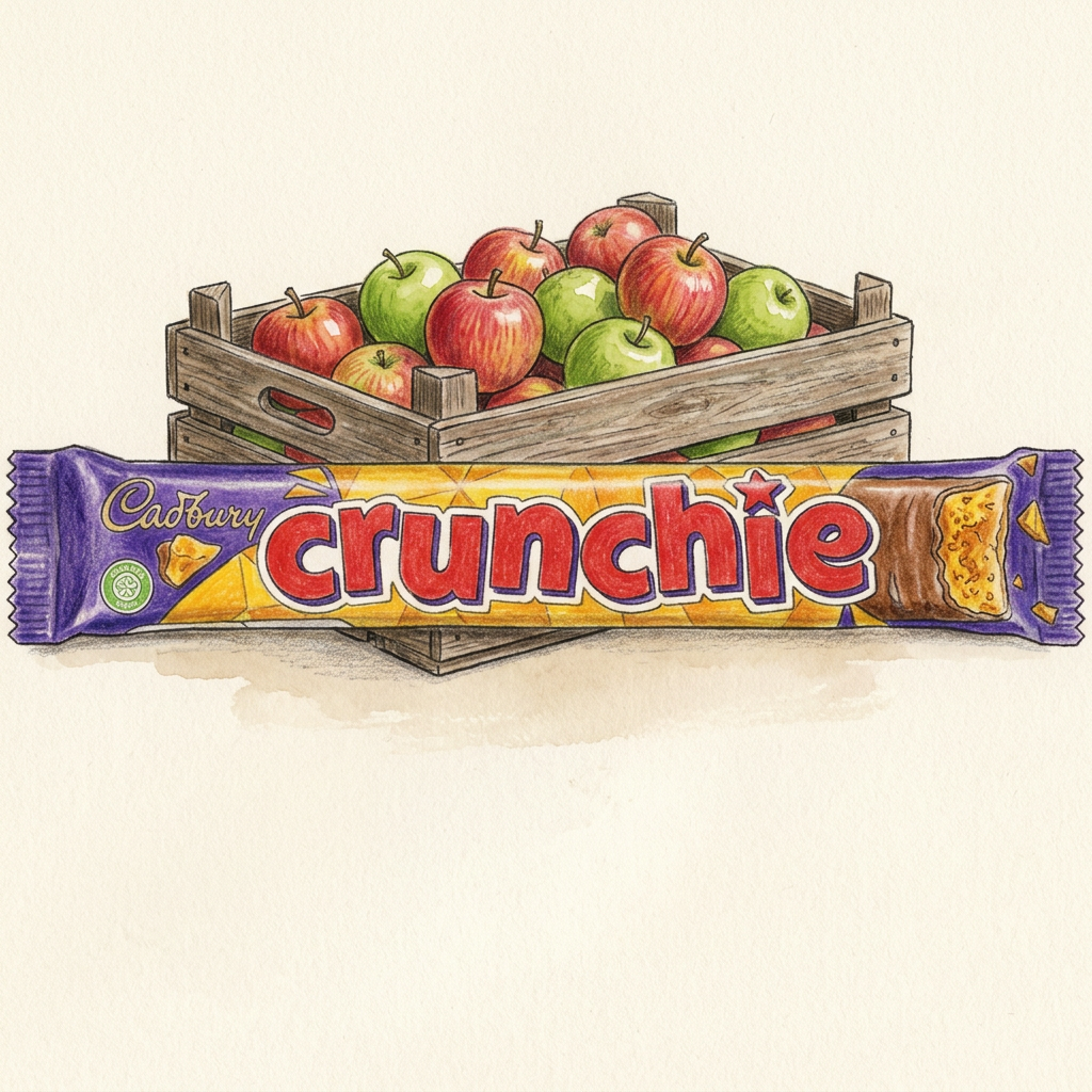 Hand-drawn second Crunchie with apple crate