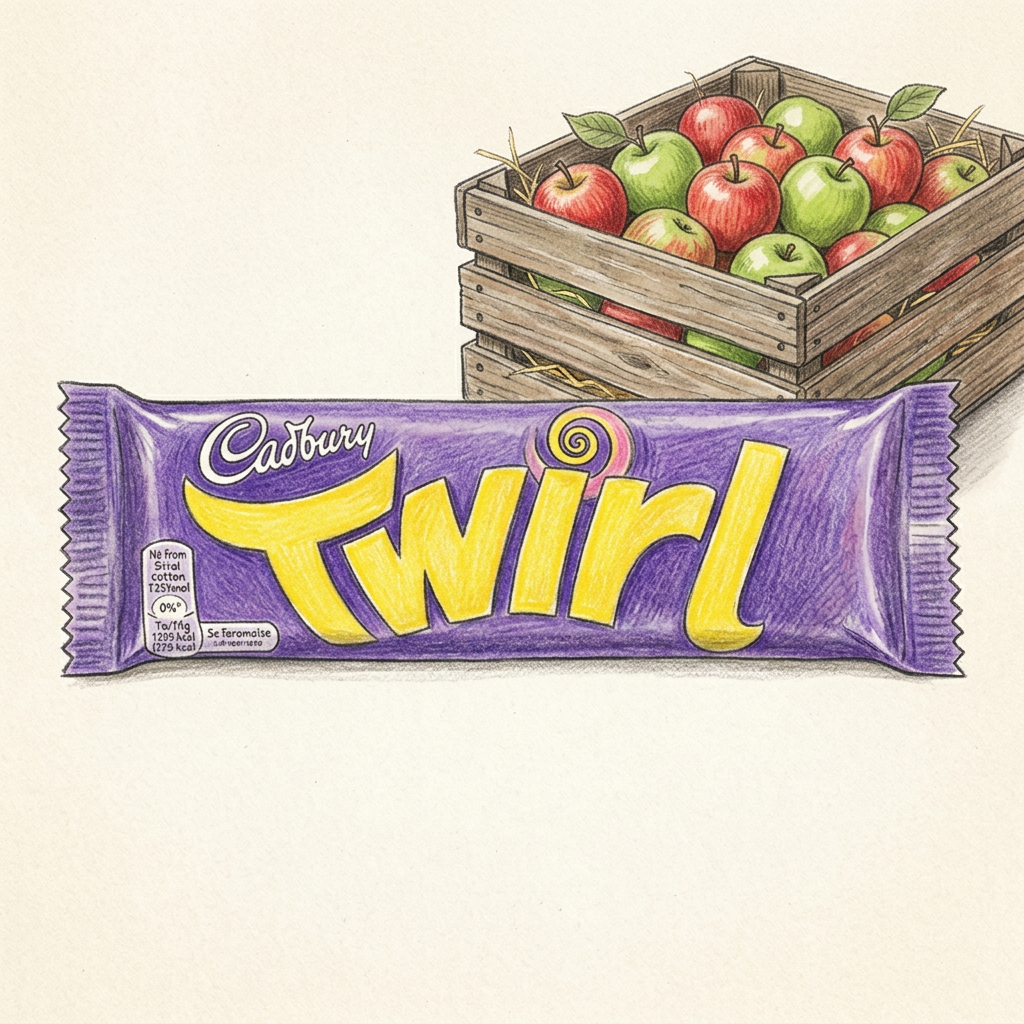 Hand-drawn Twirl with apple crate